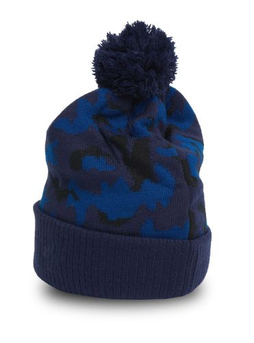 Шапка ЦСКА синий камуфляж с помпоном