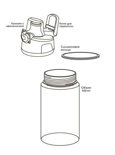 Бутылка для воды ЦСКА 500 мл,с автоматической крышкой, синяя