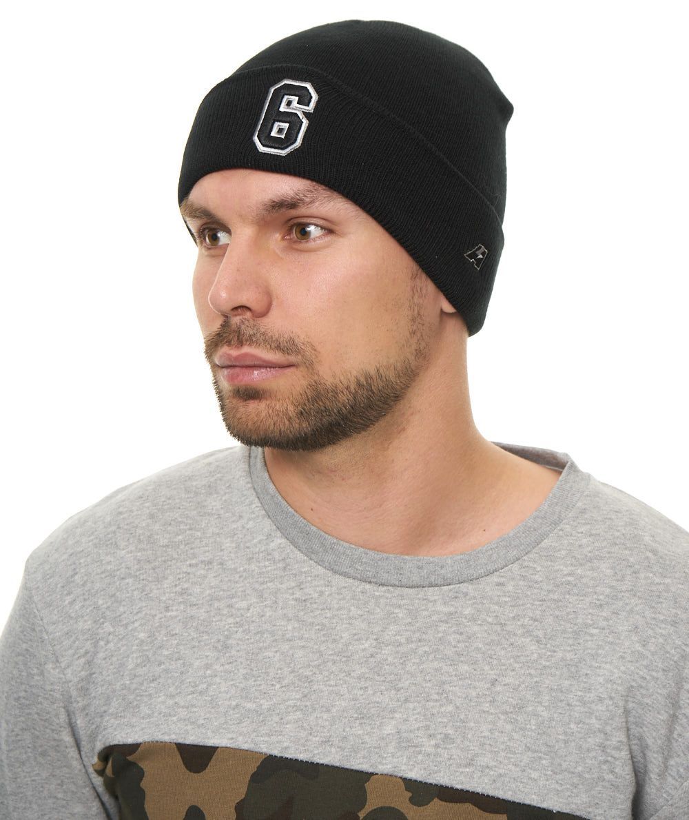 Шапка с номером 6, черная, 18905