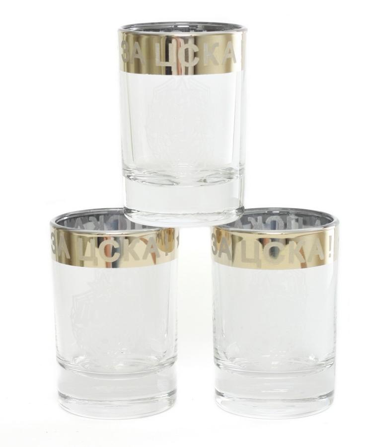Набор из трёх стопок с гравировкой ПФК ЦСКА объём 50 мл
