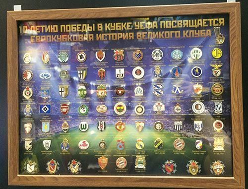 Набор значков ЦСКА к 10-летию победы в Кубке УЕФА 40х30 см