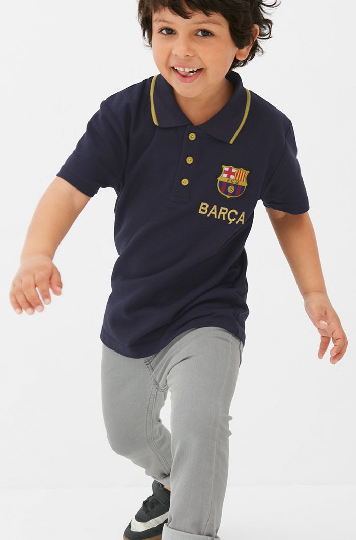 Детская футболка поло Барселона BOYS POLO TEE, темно-синяя Детская футболка поло Барселона BOYS POLO TEE, темно-синяя