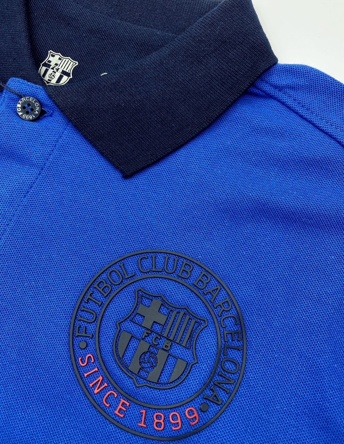 Футболка поло Барселона POLO FCB CORE, голубая Футболка поло Барселона POLO FCB CORE, голубая