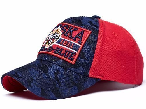 Бейсболка ЦСКА 10455, красно-синяя, козырек синий камуфляж