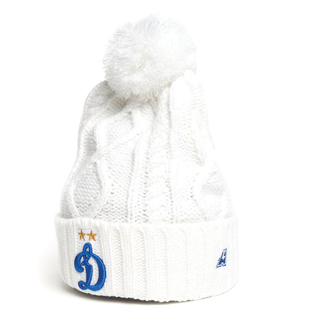 Шапка Динамо 60180 белая с помпоном