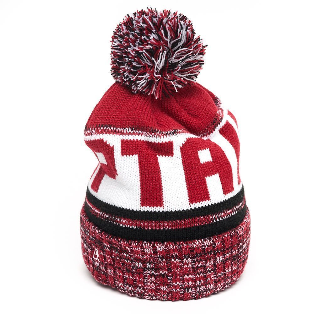 Шапка Спартак 00147 красно-черно-белая с помпоном