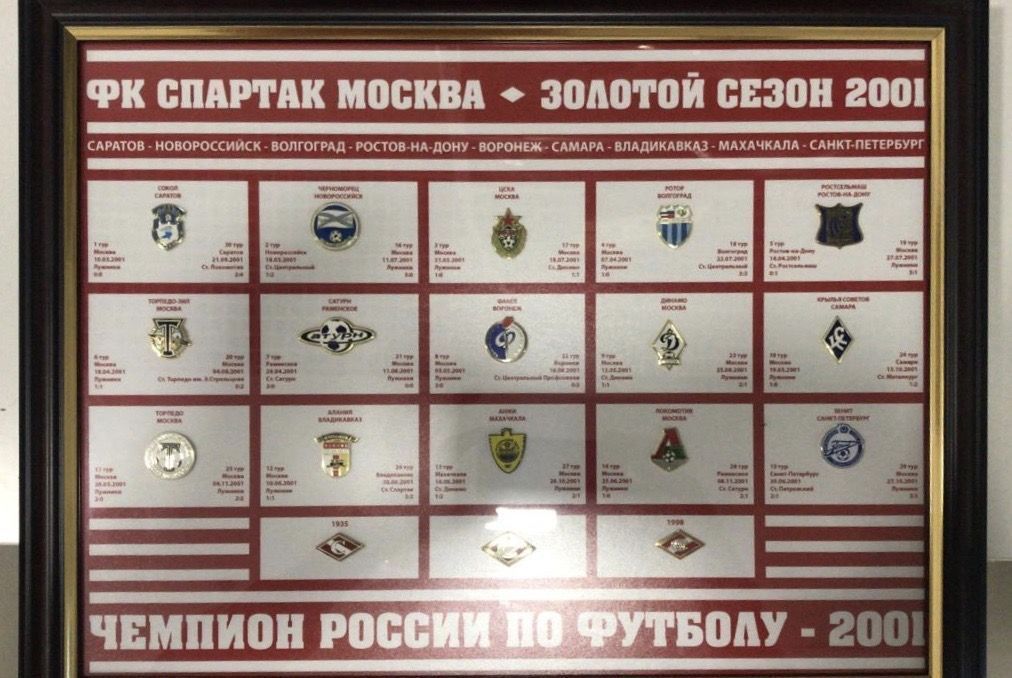 Набор значков Спартак "Золотой сезон 2001"