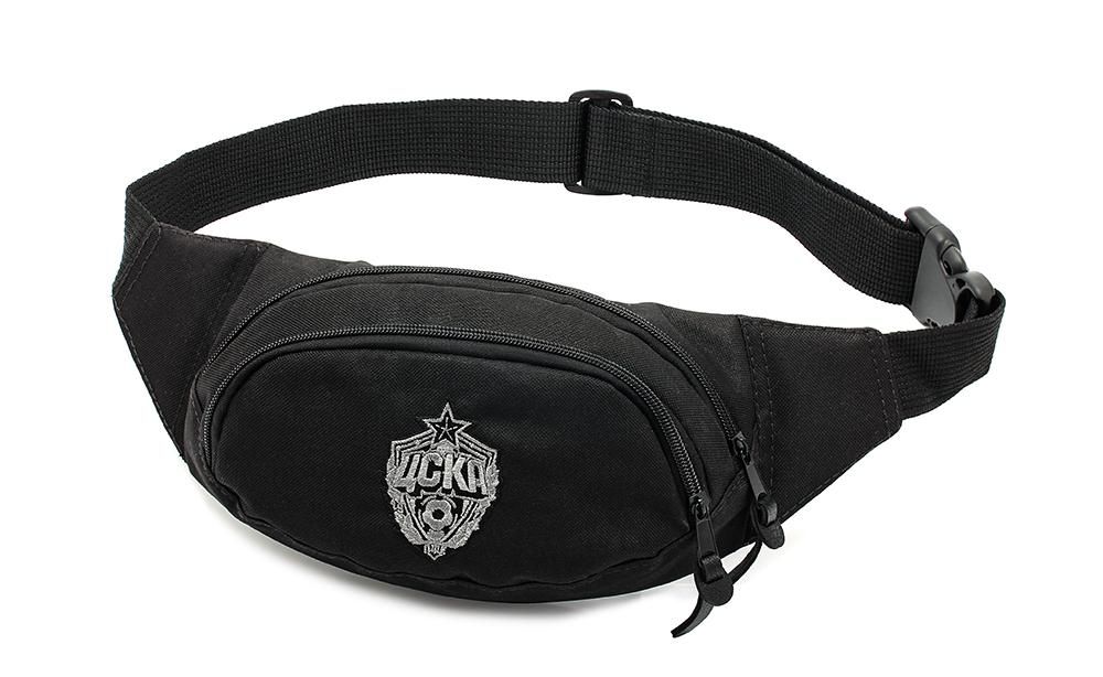 Сумка на пояс с эмблемой ПФК ЦСКА, цвет черный