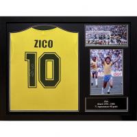  c   Brasil 1982 Zico Signed Shirt (Framed)