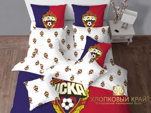 Постельное белье ЦСКА 1.5 спальное, Эмблема, нав.70х70