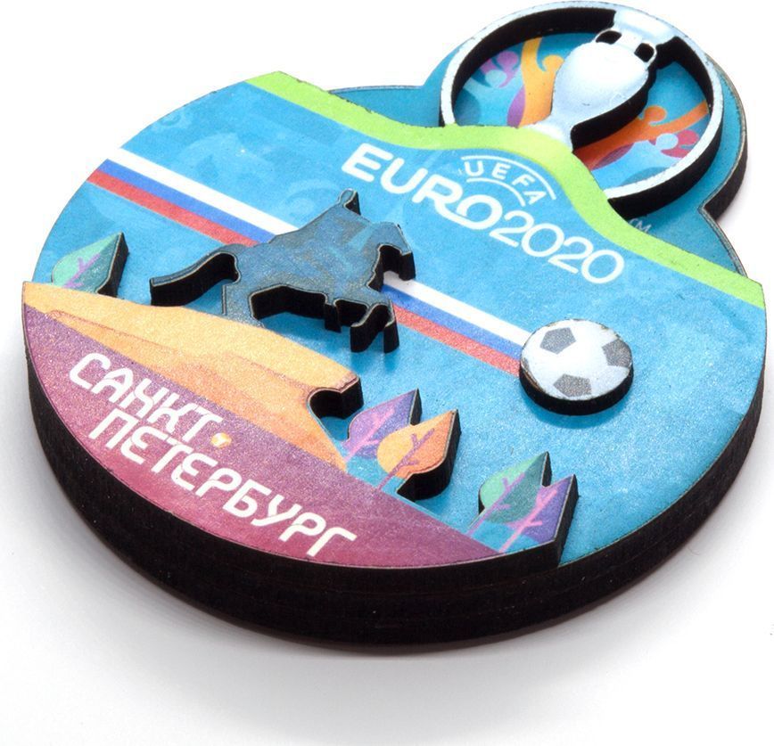 Магнит ЕВРО 2020 дер.кругл."СПб.Медный", русск