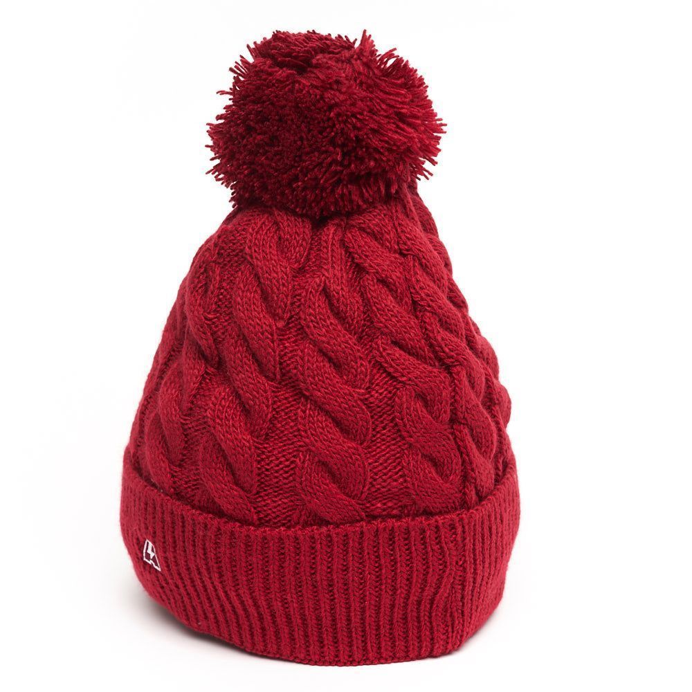 Шапка Спартак 00148 красная фактурная вязка с помпоном