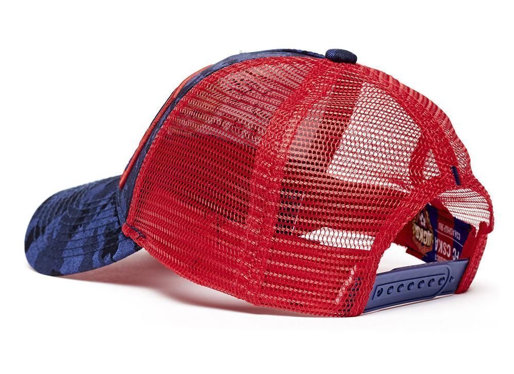 Бейсболка ЦСКА 10459, красно-синяя, козырек синий камуфляж, летняя