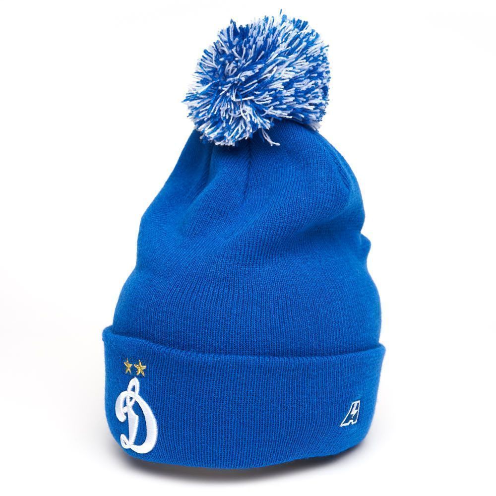 Шапка Динамо 60117 голубая с помпоном