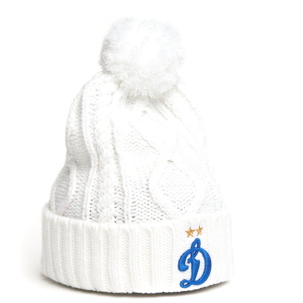 Шапка Динамо 60180 белая с помпоном