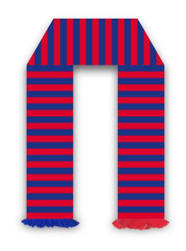 Шарф вязаный ЦСКА с нашивкой, с узкими красно-синими полосами
