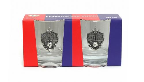 Набор стаканов для виски для виски с оловянными шильдами ПФК ЦСКА  (2 шт.)