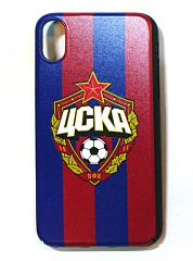 Клип-кейс для iPhone X c объёмной эмблемой ПФК ЦСКА, цвет красно-синий
