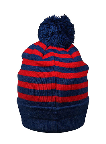 Шапка ЦСКА 11483, с помпоном красно-синяя в мелкую полоску