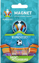 Магнит ЕВРО 2020 дер.кругл."СПб.Стадион", англ.