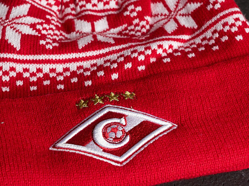 Шапка детская Спартак 93502/1 красная с белым узором с помпоном