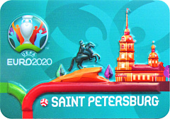 Магнит ЕВРО 2020 пресс "СПб.Петропавловка, Медный"