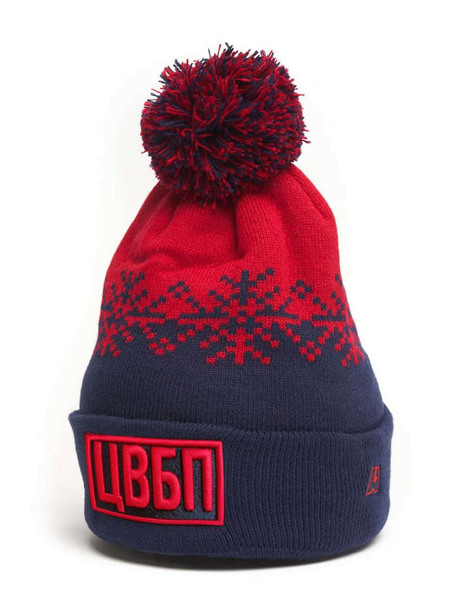 Шапка ЦВБП красно-синяя с помпоном