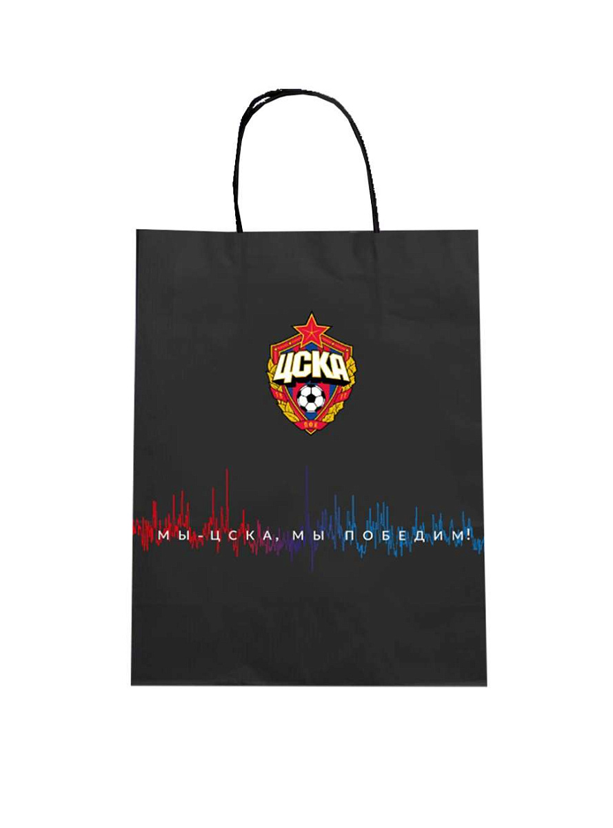 Пакет ЦСКА бумажный подарочный "Заряд трибуны" (26х22х10 см)		