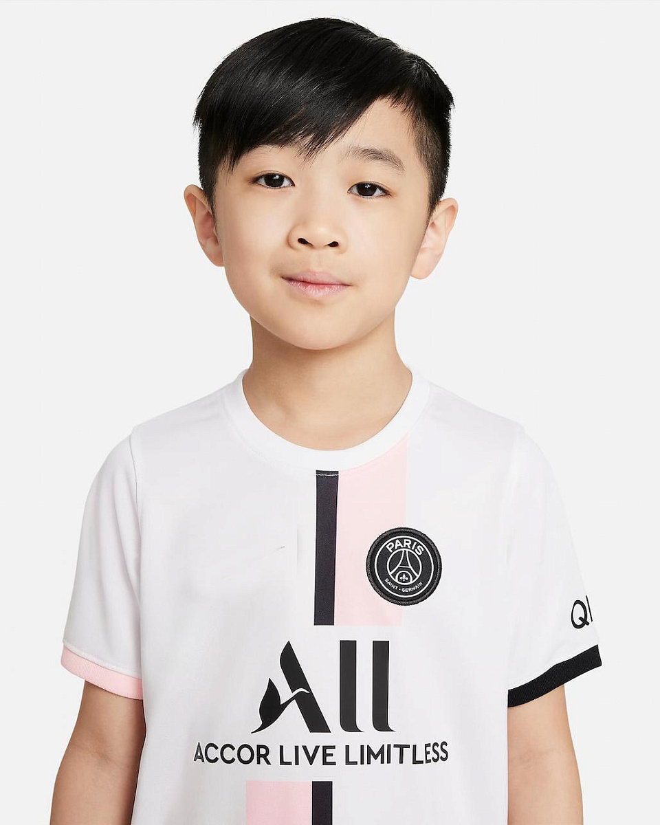 Детская форма ПСЖ 2021/2022 гостевая белая (футболка и шорты)