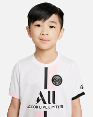 Детская форма ПСЖ 2021/2022 гостевая белая (футболка и шорты)