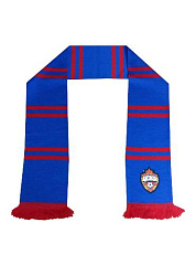Шарф вязаный ЦСКА с нашивкой, синий с красными полосами