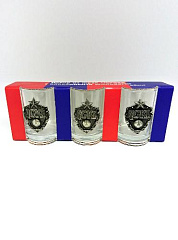 Набор из трех стопок с оловянными шильдами ПФК ЦСКА, объем 58 мл
