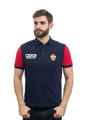 Поло мужское с эмблемой ПФК ЦСКА, цвет синий