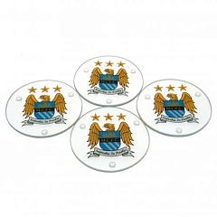 Подставки стеклянные Манчестер Сити Glass Coasters