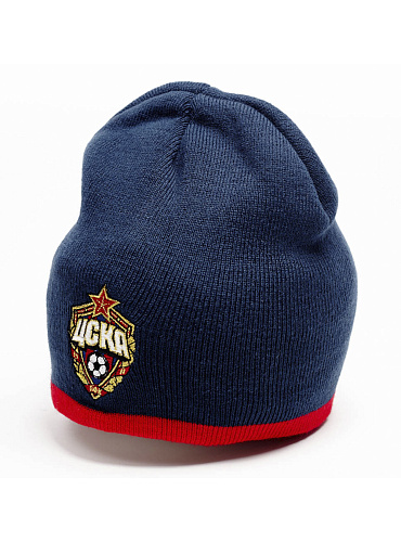 Шапка подростковая ПФК ЦСКА, цвет темно-синий, трикотажная, вязаная	