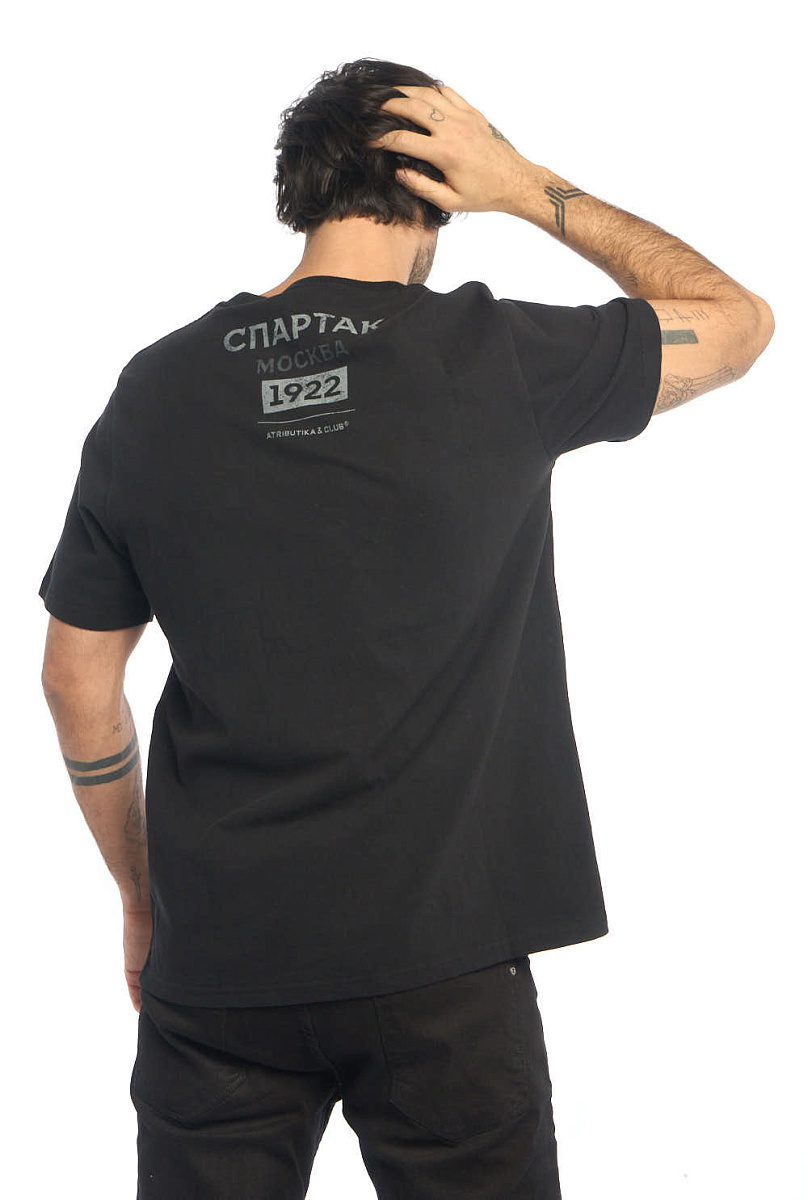Футболка Спартак черная с черной эмблемой 111090