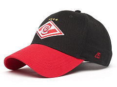 Бейсболка Спартак 120315 черная с красным козырьком с цветной эмблемой
