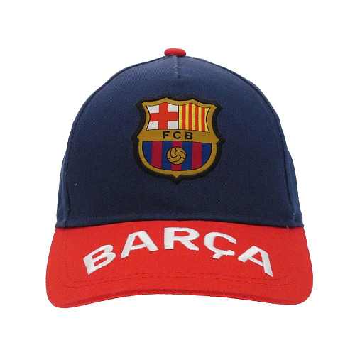 Детская бейсболка Барселона CAP BARCA, синяя с красным козырьком