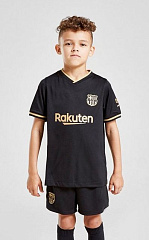 Детская форма Барселона 2020/2021 выездная черная (футболка и шорты)
