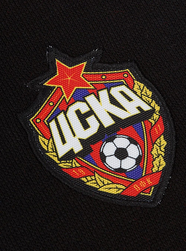 Шарф вязаный ЦСКА с нашивкой, цвет чёрный, с широкими красно-синими полосами