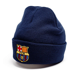 Шапка Барселона 115111 темно-синяя с отворотом