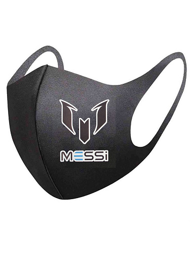 Маска для лица многоразовая Месси логотип черная