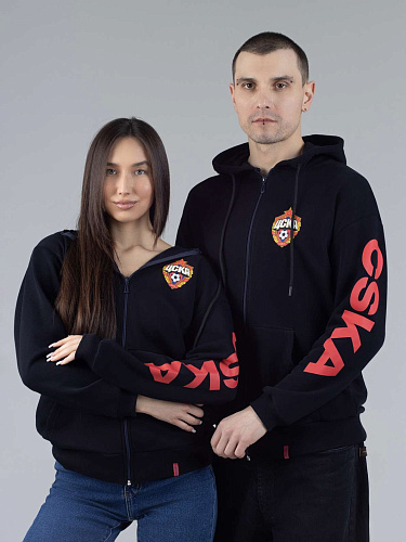 Толстовка CSKA на молнии с капюшоном, цвет темно-синий 
