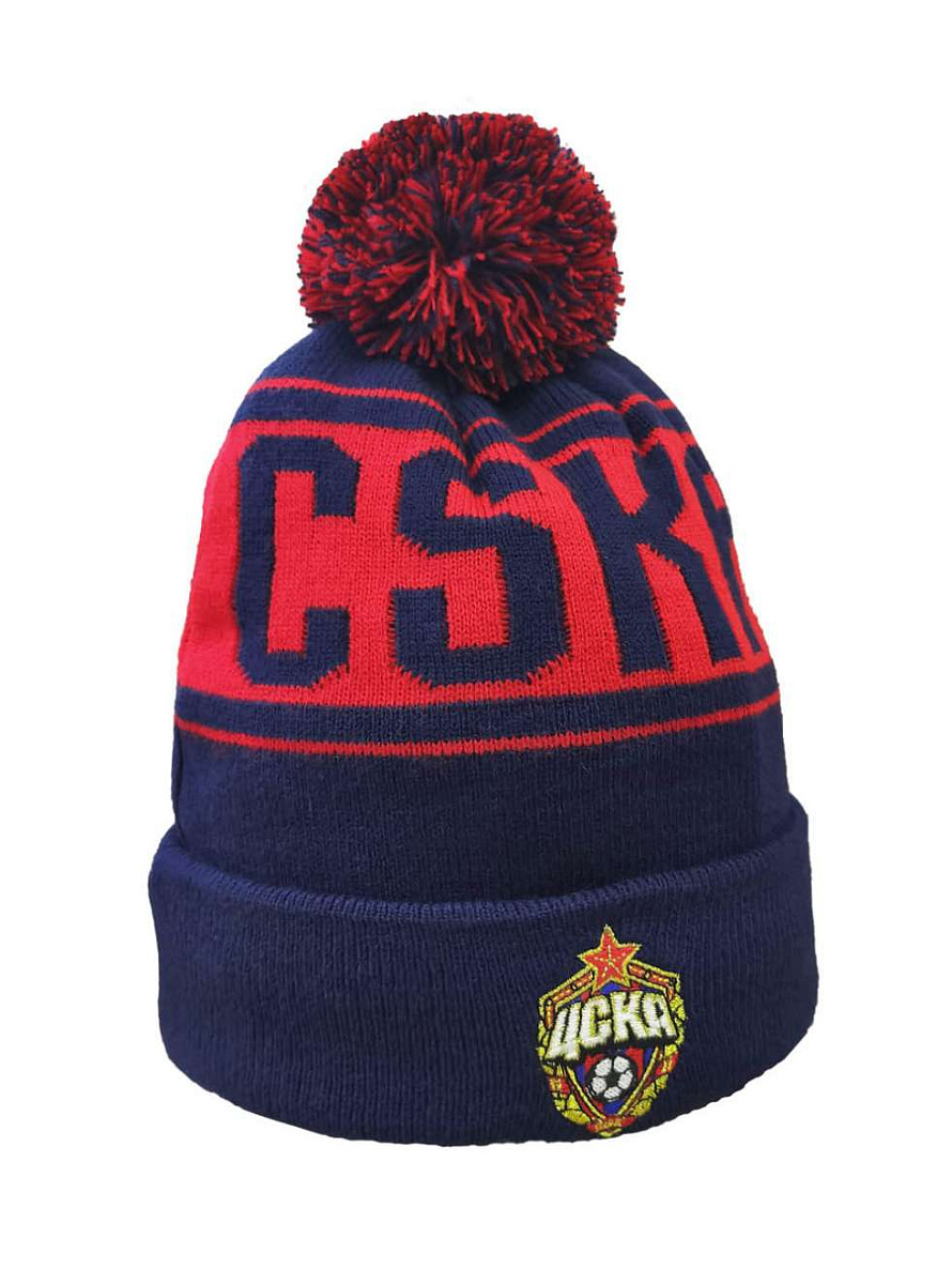 Шапка ЦСКА, с помпоном с подкладкой из флиса 207212