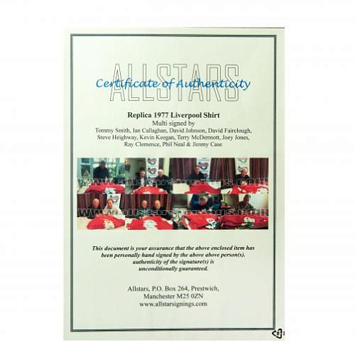 Футболка с автографами 1977 European Cup Winners Signed Shirt (Framed)