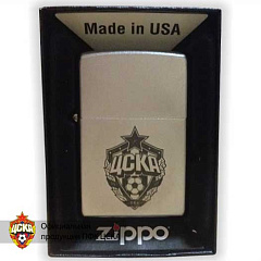 Зажигалка ZIPPO Steel матовая с эмблемой ПФК ЦСКА