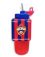 Бутылка для воды ЦСКА с трубочкой 400 мл,  цвет красный
