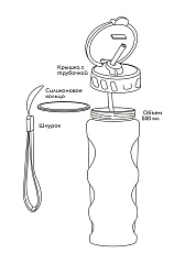 Бутылка для воды ЦСКА с трубочкой 500 мл, цвет синий