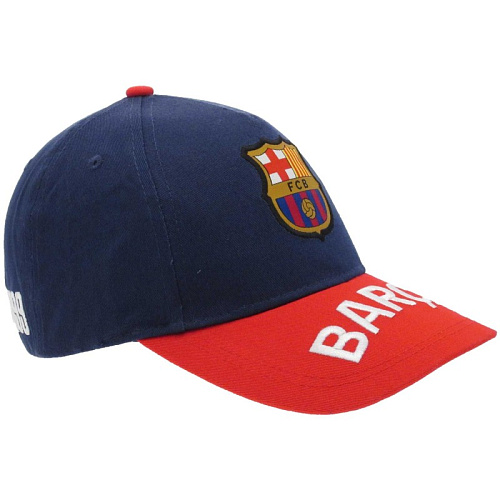 Детская бейсболка Барселона CAP BARCA, синяя с красным козырьком