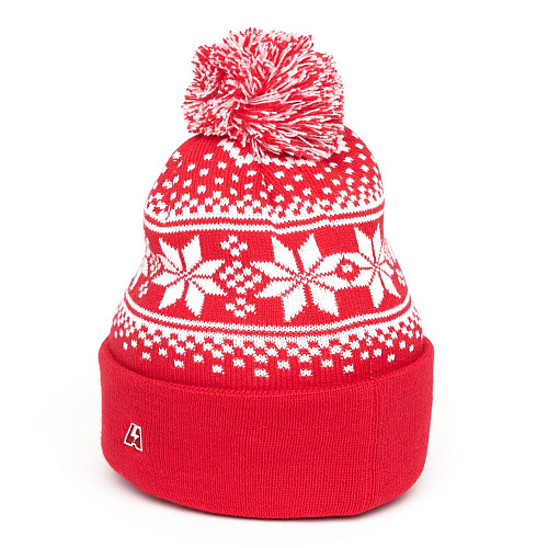 Шапка детская Спартак 93502/1 красная с белым узором с помпоном